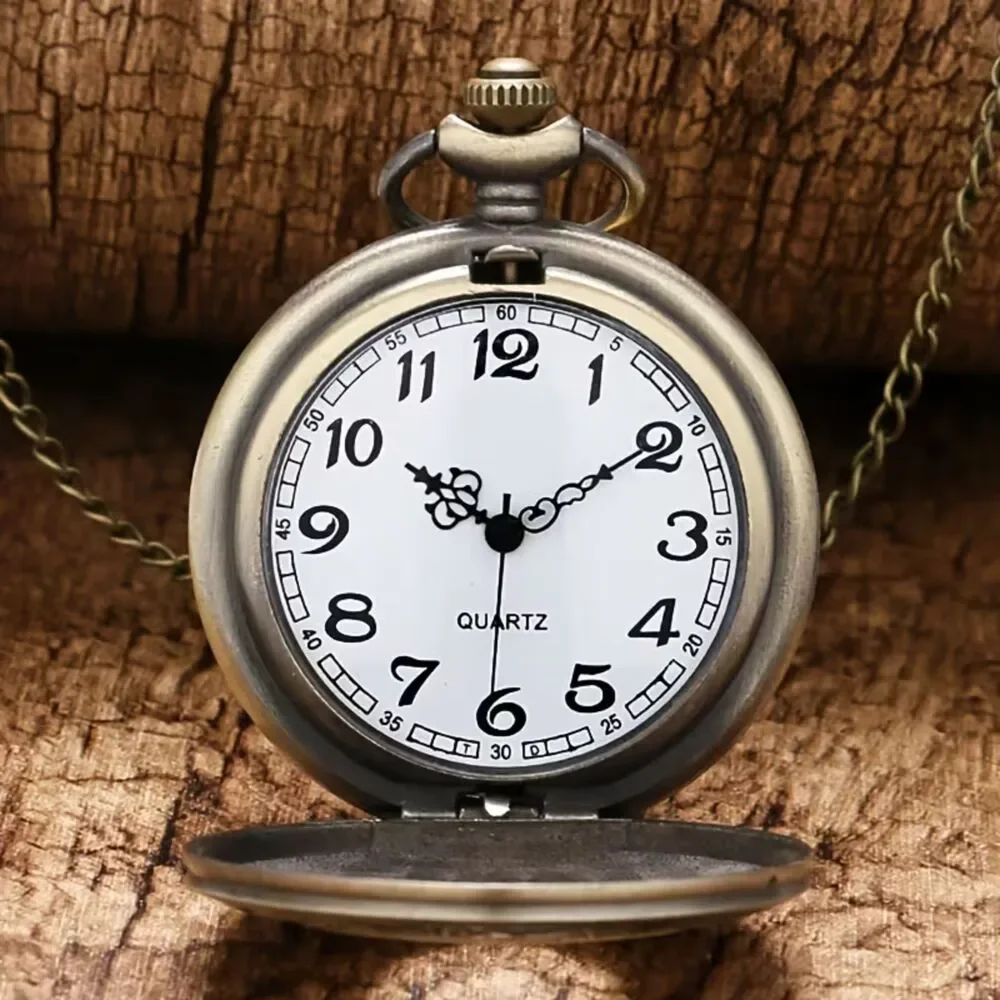 Vtg Style Gold Quartz Pocket Watch Necklace Open Face Roman Numerl Retro Pendant